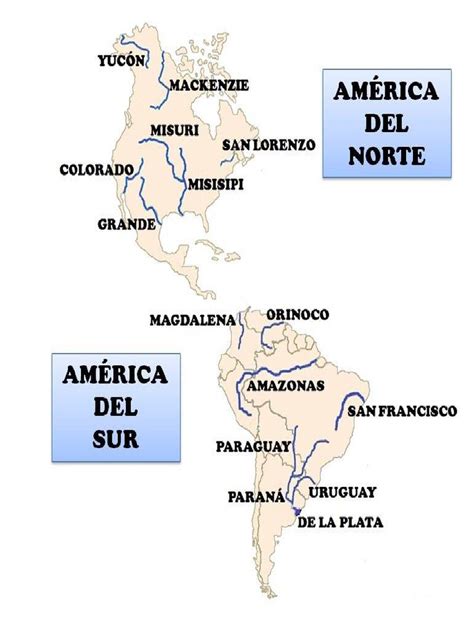 Mapa America Con Rios Principales