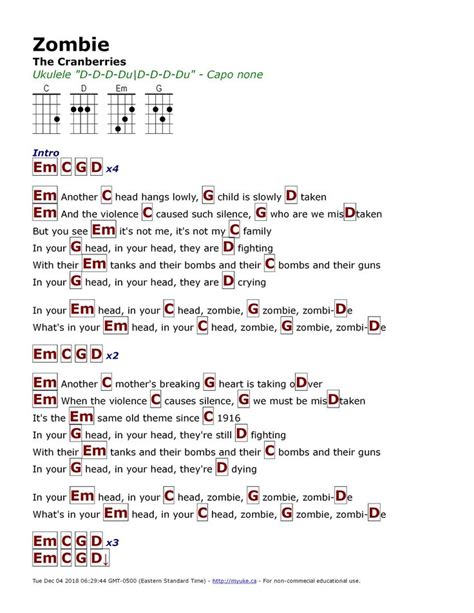 Zombie - The Cranberries (Ukulele Chords)