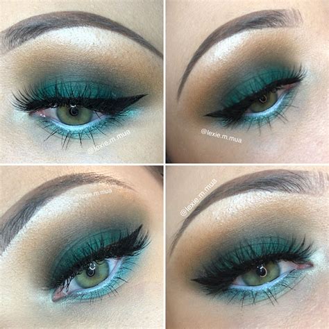 Teal eyeshadow look using the Morphe x Jaclyn Hill palettes. Eyebrows : ABH Dipbrow in dark ...