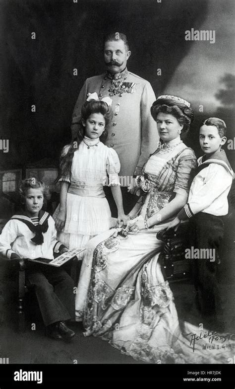 ARCHDUKE FRANZ FERDINAND OF AUSTRIA with his family in 1910. From left: Prince Ernst von ...