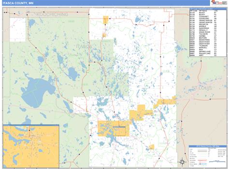 Itasca County, Minnesota Zip Code Wall Map | Maps.com.com