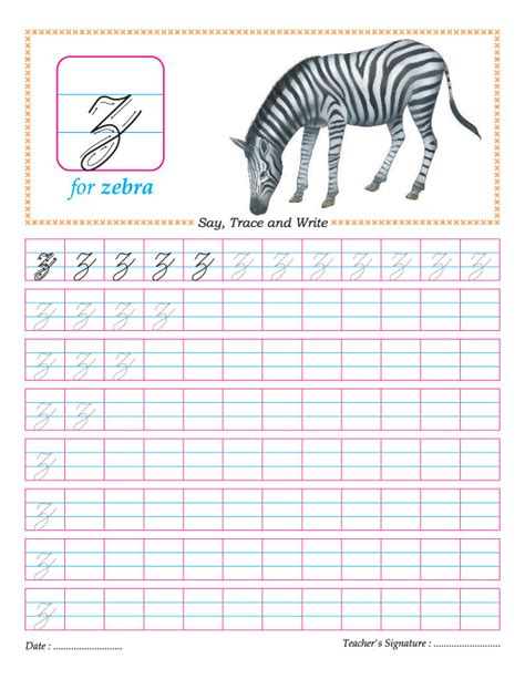 Cursive small letter z practice worksheet | Download Free Cursive small letter z practice ...