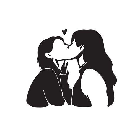 Embrace love's beauty with this captivating illustration of a silhouette of a kissing girl ...