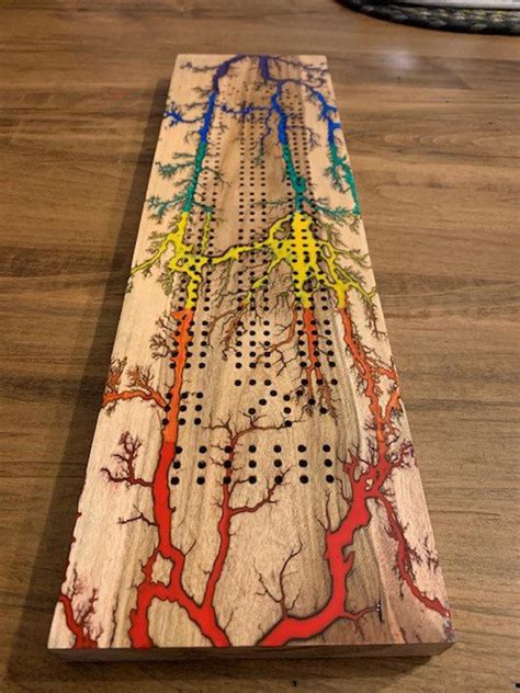 Handmade Cribbage Board fractal Burn With Rainbow Epoxy | Etsy ...