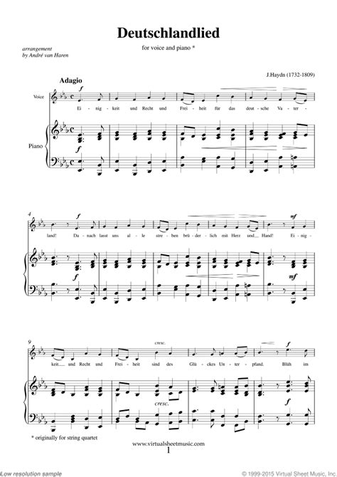 Download and Print Deutschlandlied (German Anthem) sheet music for ...