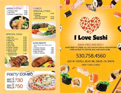 Online Menu of I Love Sushi Restaurant, Davis, California, 95616 - Zmenu