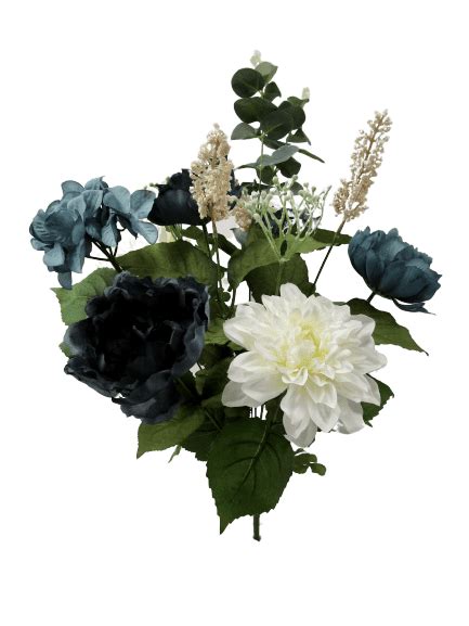 Mainstays 20" Navy Peony Blue Hydrangea Cream Dahlia Artifical Flower ...