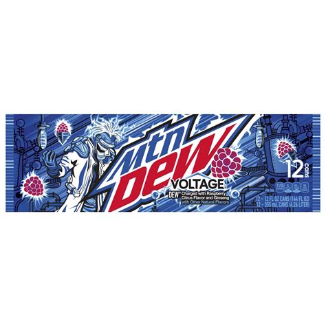 Mountain Dew Voltage Raspberry Citrus Flavor & Ginseng Soda 12 oz Cans - Shop Soda at H-E-B