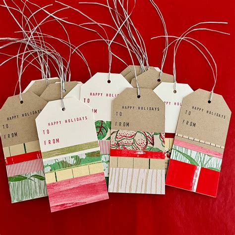 Handmade Christmas Tags Pattern Paper Gift Tags Set of 6 - Etsy