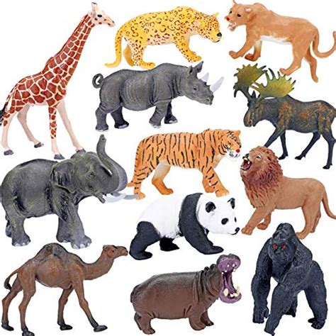 Safari Animals Figures Toys, Realistic Jumbo Wild Zoo Animals Figurines ...