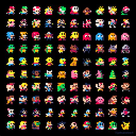 Johan Vinet • Here are 100 characters, 8x8 pixels, using the...