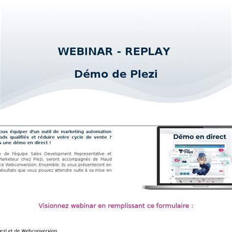 Webinar : démo de Plezi