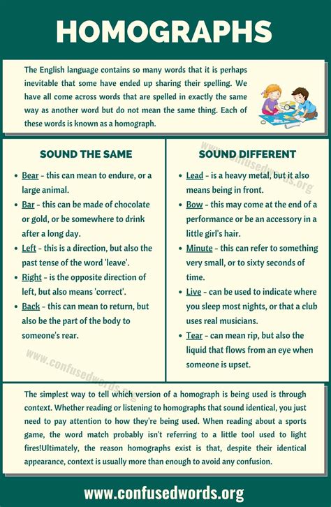 10 Examples Of Homographs Homographs, Good Vocabulary, 47% OFF