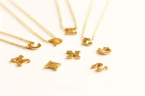 Alphabet Necklace Initial 14k Solid Gold Personalized Gold - Etsy