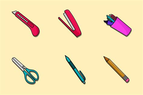 Stationery set isolated vector illustration back to school design ...