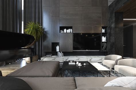 8 Living Room Interior Designs and Layout with Dramatic Dark Shades - RooHome