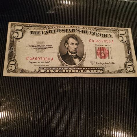 1953 Red Seal Five Dollar Bill - Etsy