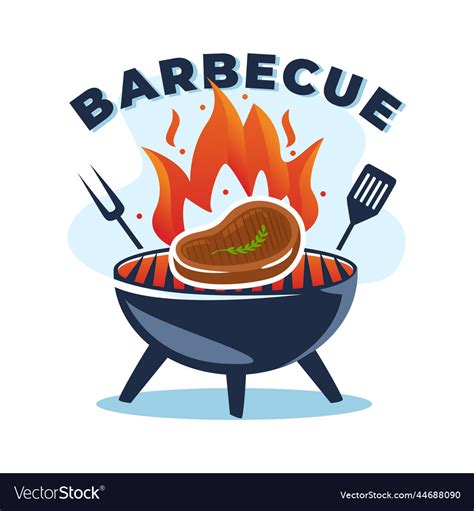 Barbecue roast grill logo design beef meat Vector Image