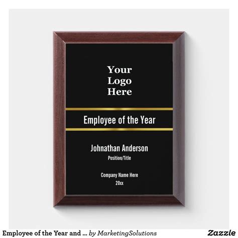 Employee of the Year and Your Logo Here Template Award Plaque | Zazzle ...