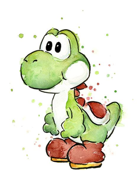 Yoshi Watercolor Painting by Olga Shvartsur - Pixels Merch