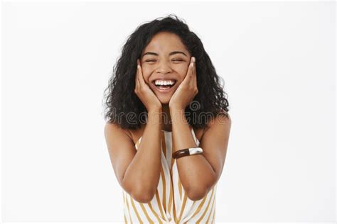 Happy Joyful Friendly-looking Young African American Woman Feeling Delighted and Fresh after ...