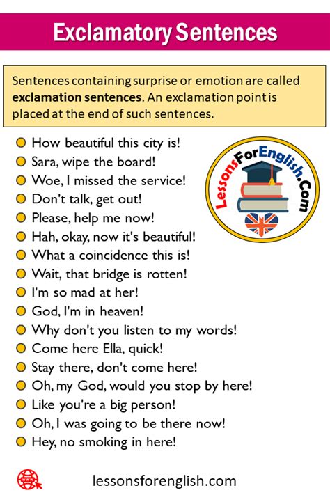 100 Exclamatory Sentence Example, Definition and Sentences - Lessons ...