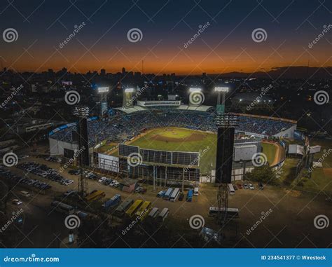 Landscape of the Quisqueya Baseball Stadium during the Sunset in Santo ...