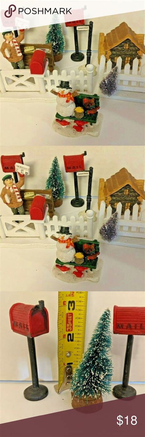 Christmas Village Accessory Lot Cabin Tree Figures | Christmas village accessories, Christmas ...