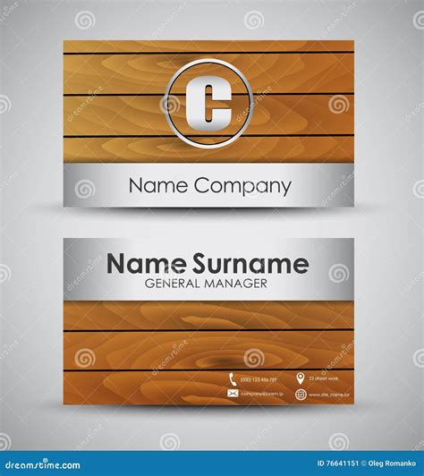 Design of the Business Card with Wooden Texture Stock Vector ...