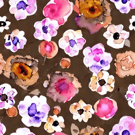 Watercolor Flowers on Brown · Creative Fabrica