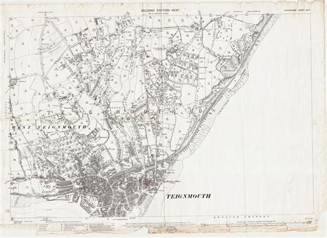 Teignmouth - old Devon map 110-7-1905 | eBay