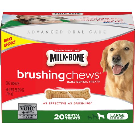 Milk-Bone Brushing Chews Daily Dental Dog Treats, Large, 26.9 Oz. (20 Bones) - Walmart.com ...