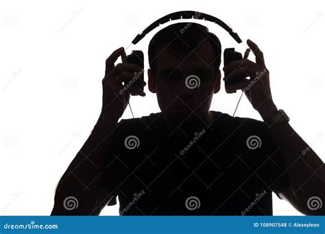 Silhouette Young Man Headphones Stock Photos - 213 Images