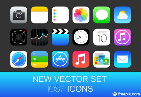 Free iOS 7 Icons Vector & Android UI Design Kits