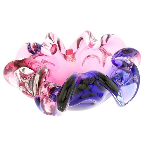 Murano Glass Sommerso Centerpiece Bowl - Rose and Blue Glass ...