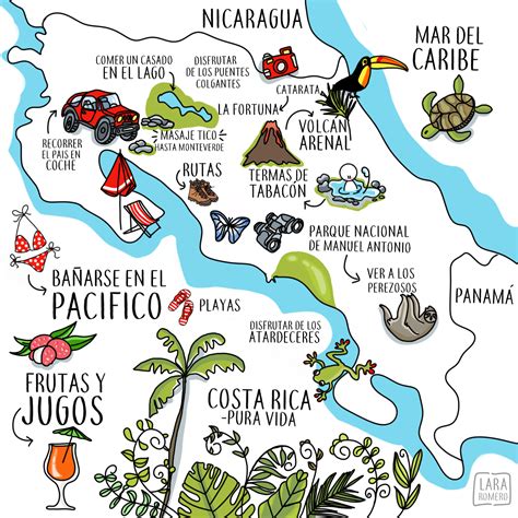 Pin de Lula Paiva en Visual thinking | Mapa costa rica, Mapas ilustrados, Mapas de viaje