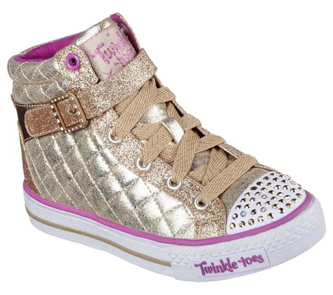 Skechers Girl's Twinkle Toes: Shuffles - Sweetheart Sole Gold Light-Up ...