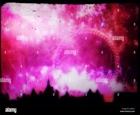 London eye fireworks and rooftops, a London, UK Stock Photo - Alamy