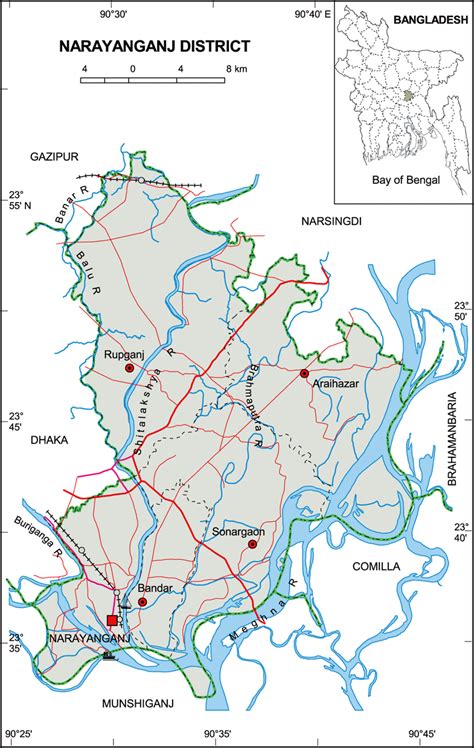 Maps of Bangladesh: Political Map of Narayanganj District