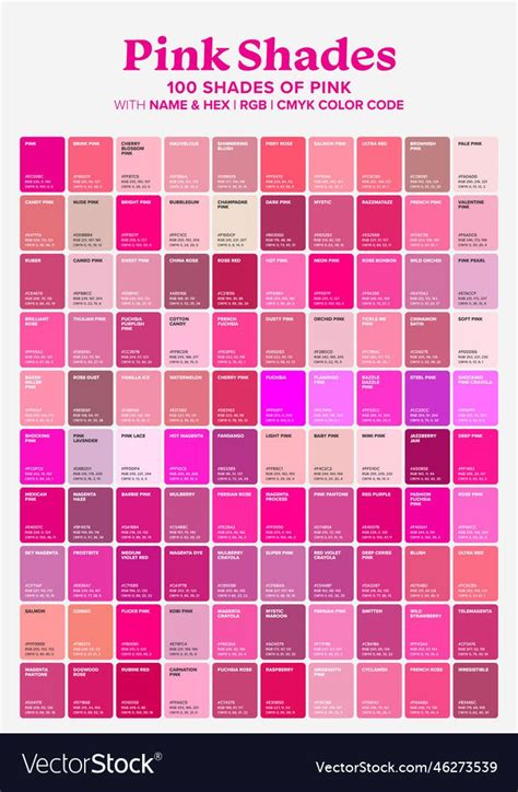 Pink 100 color shades vector image on VectorStock in 2023 | Color palette pink, Color shades ...