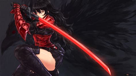 RWBY - Raven Branwen,Sword with a rotary chamber filled with six types ...