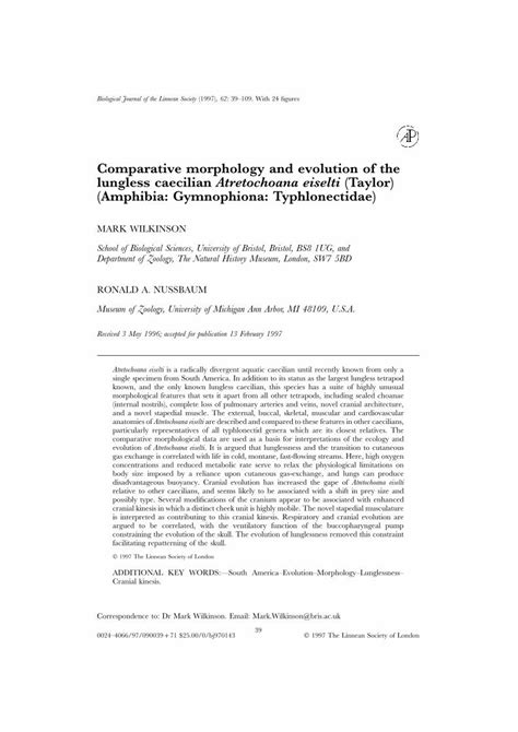 (PDF) Comparative morphology and evolution of the … AND EVOLUTION OF ATRETOCHOANA 41 only three ...