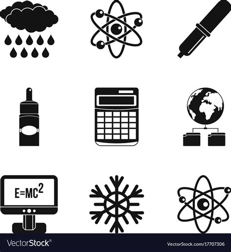 Physical phenomenon icons set simple style Vector Image