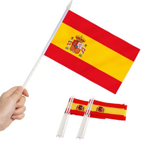 Spain Stick Flags 5x8 inch (Pack of 12) - Anley Flags