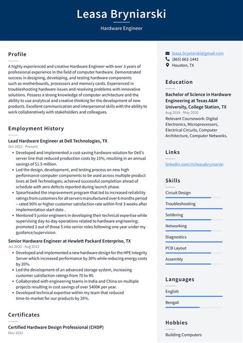 Google Hardware Engineer Resume Examples | ResumeCat