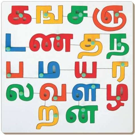 Tamil alphabets puzzle (consonants) wooden toy | Tamilcube Shop