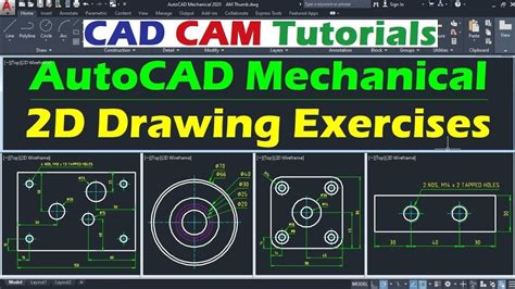 AutoCAD Mechanical 2D Drawing Exercises for Beginners - 1 - YouTube