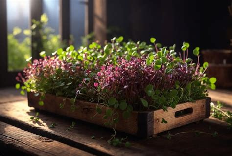 Premium AI Image | Assorted organic indoor microgreens garden