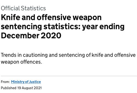 Knife and offensive weapon sentencing statistics: year ending December 2020