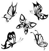 Définissez des papillons blancs noirs d'un tatouage Graphismes Vectoriels | Tatouage papillon ...